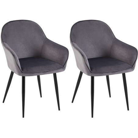Ensemble de 2 chaises de salle à manger Boise en velours gris foncé