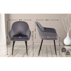Ensemble de 2 chaises de salle à manger Boise en velours gris foncé