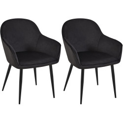Ensemble de 2 chaises de salle à manger Boise en velours noir
