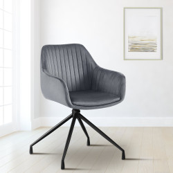 Chaise de salle à manger Welby, velours, gris foncé