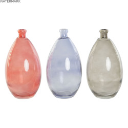 Vase DKD Home Decor Noir Rouge Blue marine Verre trempé 14 x 14 x 30 cm (3 Unités)