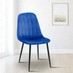 Ensemble de 4 chaises de salle à manger Baxter en velours bleu