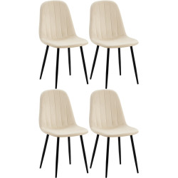 Ensemble de 4 chaises de salle à manger Baxter en velours crème