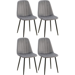 Ensemble de 4 chaises de salle à manger Baxter en velours gris foncé