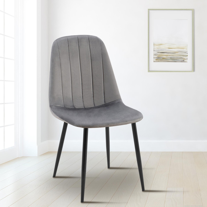 Ensemble de 4 chaises de salle à manger Baxter en velours gris foncé