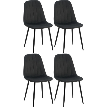 Ensemble de 4 chaises de salle à manger Baxter en velours noir