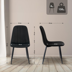 Ensemble de 4 chaises de salle à manger Baxter en velours noir