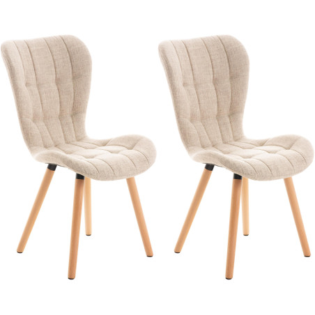 Ensemble de 2 chaises Elda, tissu crème