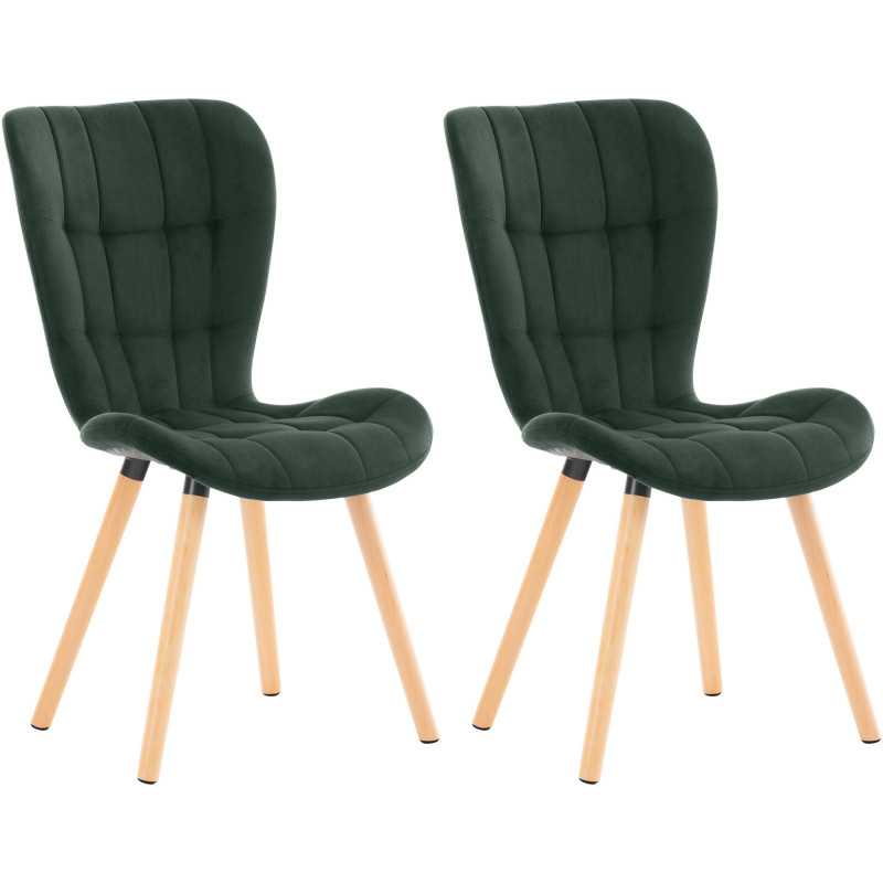 Ensemble de 2 chaises Elda, velours vert