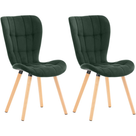 Ensemble de 2 chaises Elda, velours vert