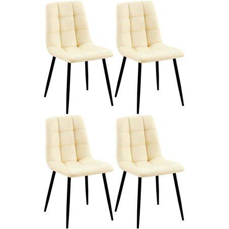 Ensemble de 4 chaises de salle à manger, similicuir Antibes, crème