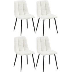 Ensemble de 4 chaises de salle à manger, similicuir Antibes, blanc