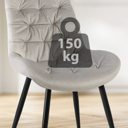 Chaise de salle à manger Rossford, velours gris