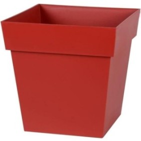 EDA Pot de fleur carrÈ Toscane - 32 x 32 x H 32 cm - 22 L - Rouge rubis