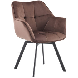 Chaise de salle à manger Jordi, velours, marron