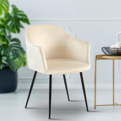 Chaise de salle à manger Jaysie, velours, crème