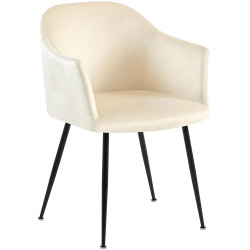 Chaise de salle à manger Jaysie, velours, crème