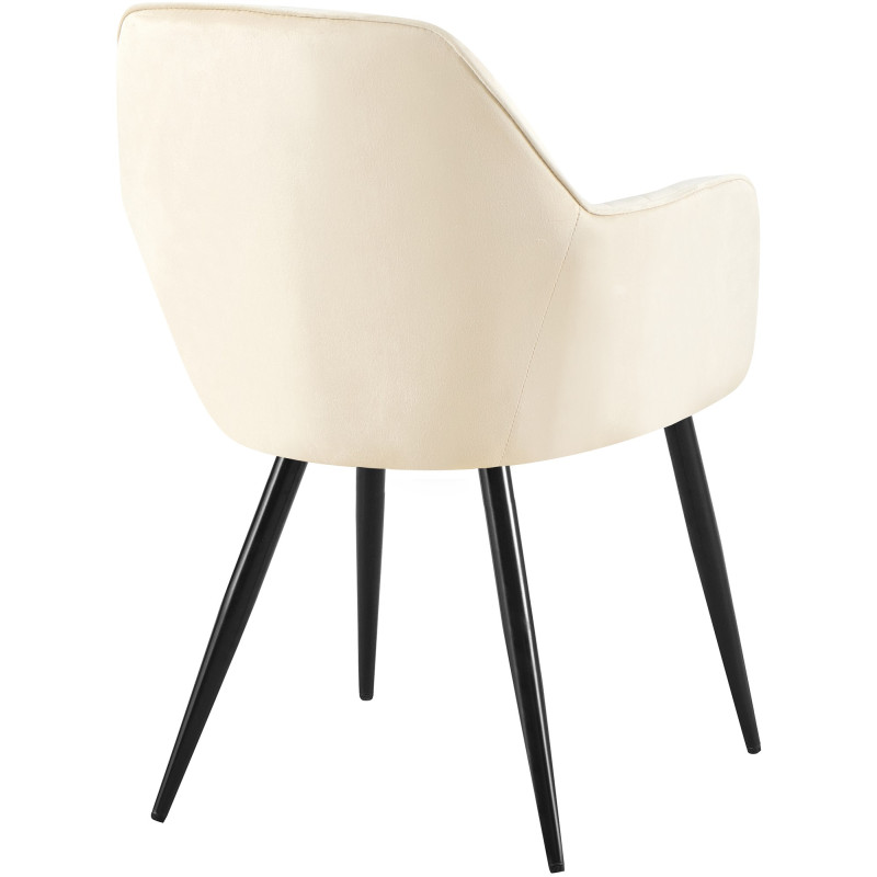 Chaise de salle à manger Cheryl, velours, noir et crème