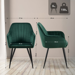 Chaise de salle à manger Cheryl, velours, noir/vert