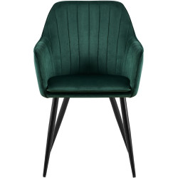 Chaise de salle à manger Cheryl, velours, noir/vert