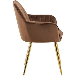Chaise de salle à manger Cheryl, velours, brun doré