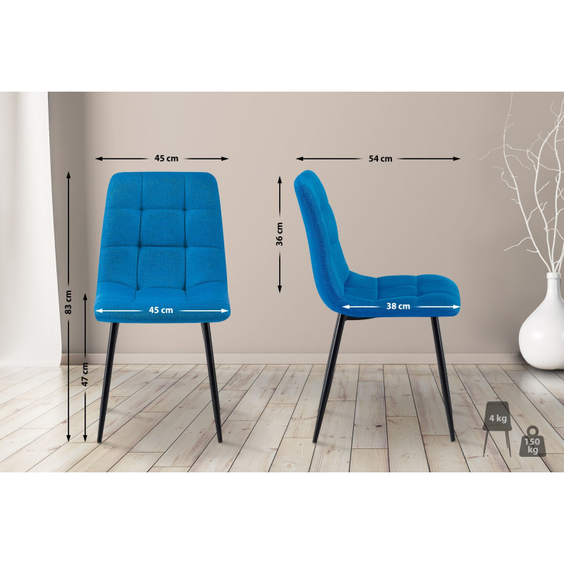 Ensemble de 2 chaises de salle à manger Tilde, tissu bleu clair