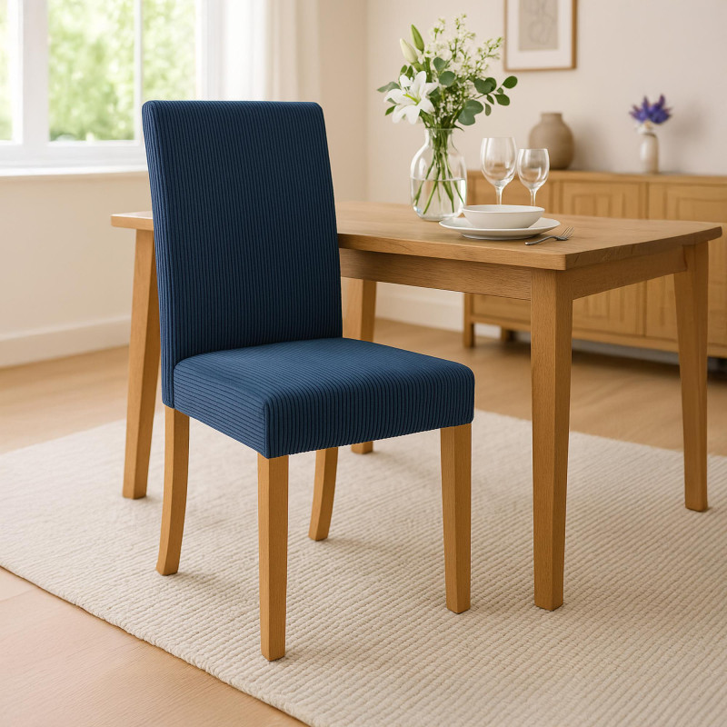 Chaise de salle à manger Ina Cord bleu clair antique