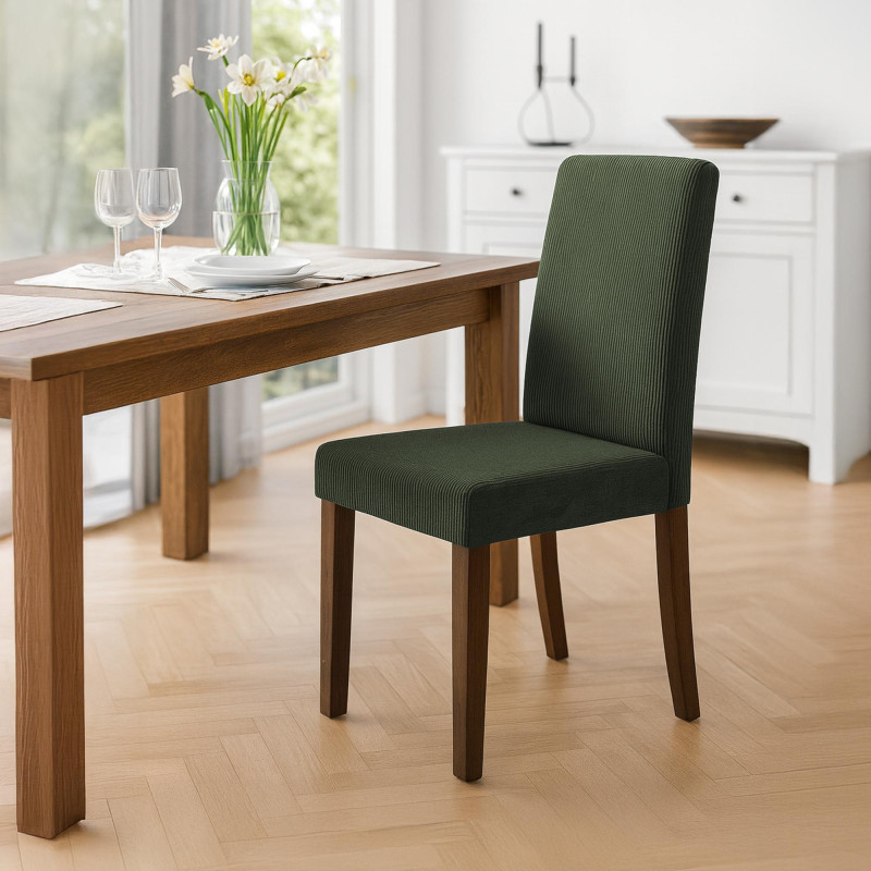 Chaise de salle à manger Ina Cord vert foncé antique