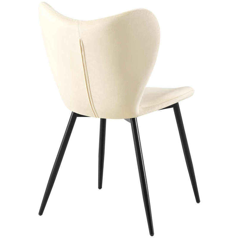 Chaise de salle à manger Maika, velours, crème