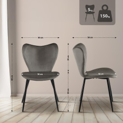 Chaise de salle à manger Maika en velours anthracite