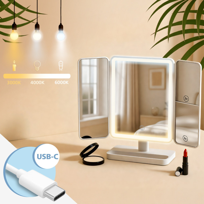 Miroir de maquillage blanc Otley