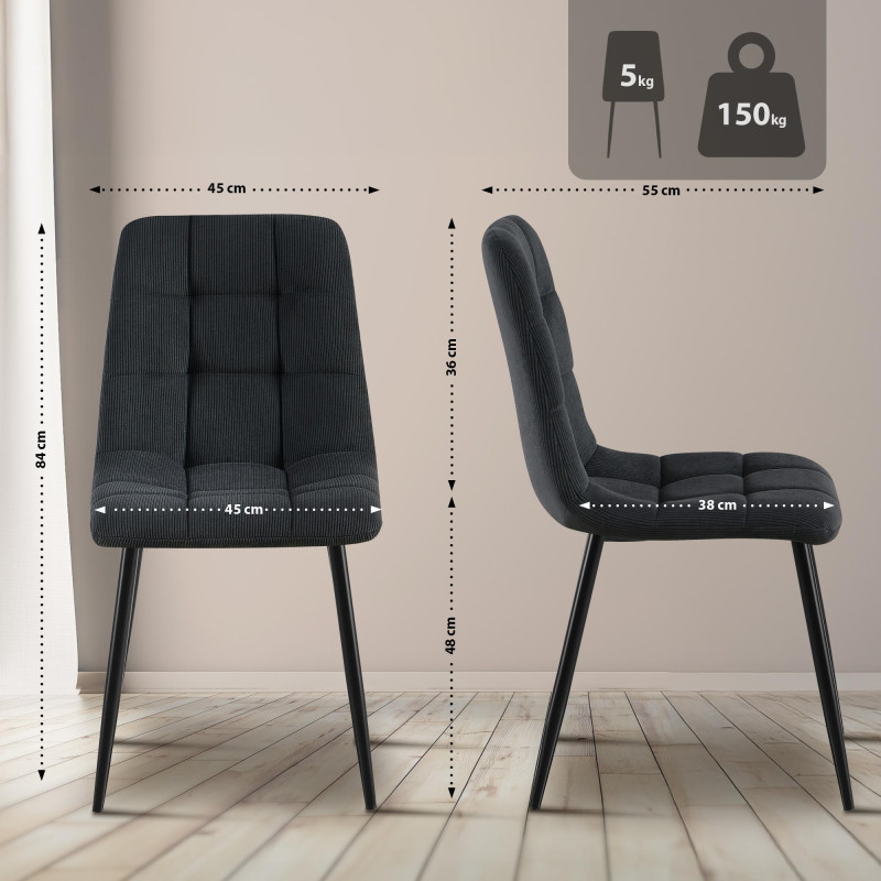 Chaise de salle à manger Tilde Cord, noire