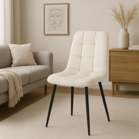 Chaise de salle à manger Tilde Cord, crème