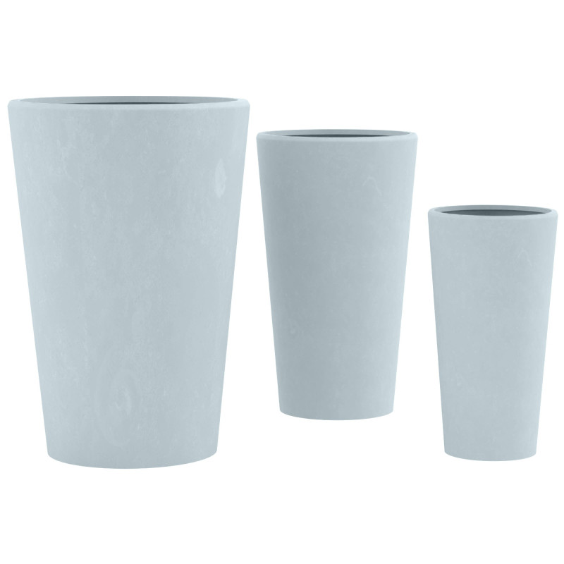 Lot de 3 pots de fleurs 3 gris