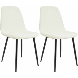Ensemble de 2 chaises de salle à manger Maryam, tissu crème