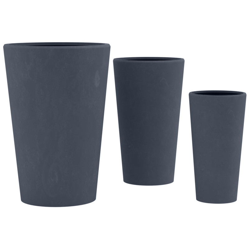 Lot de 3 pots de fleurs 3 anthracite
