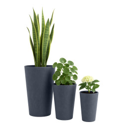 Lot de 3 pots de fleurs 3 anthracite