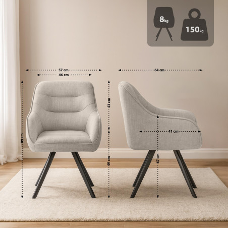 Fauteuil Pettuli, tissu crème