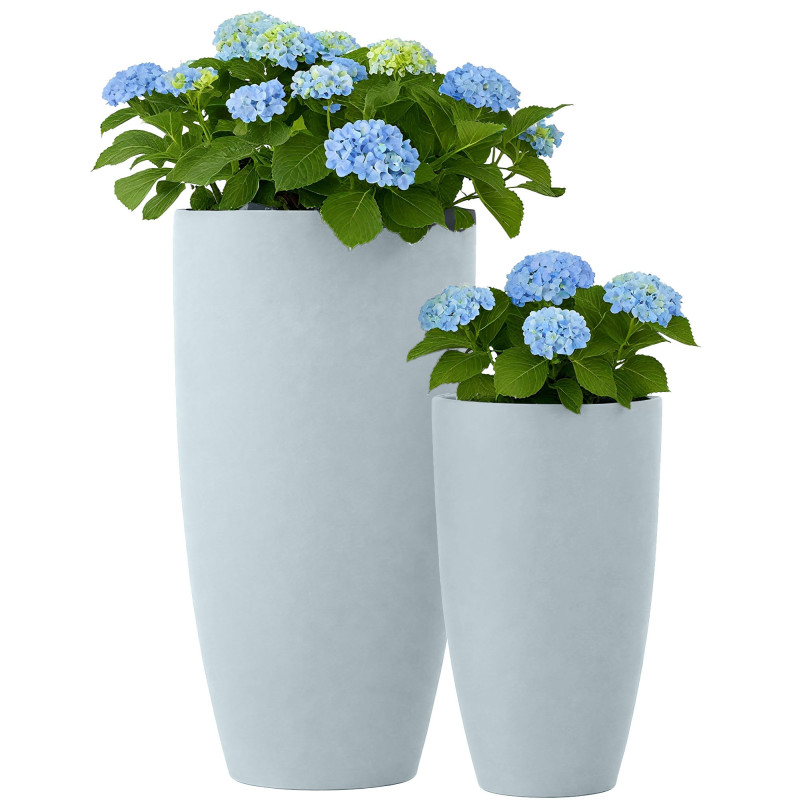 Lot de 2 pots de fleurs 1 gris