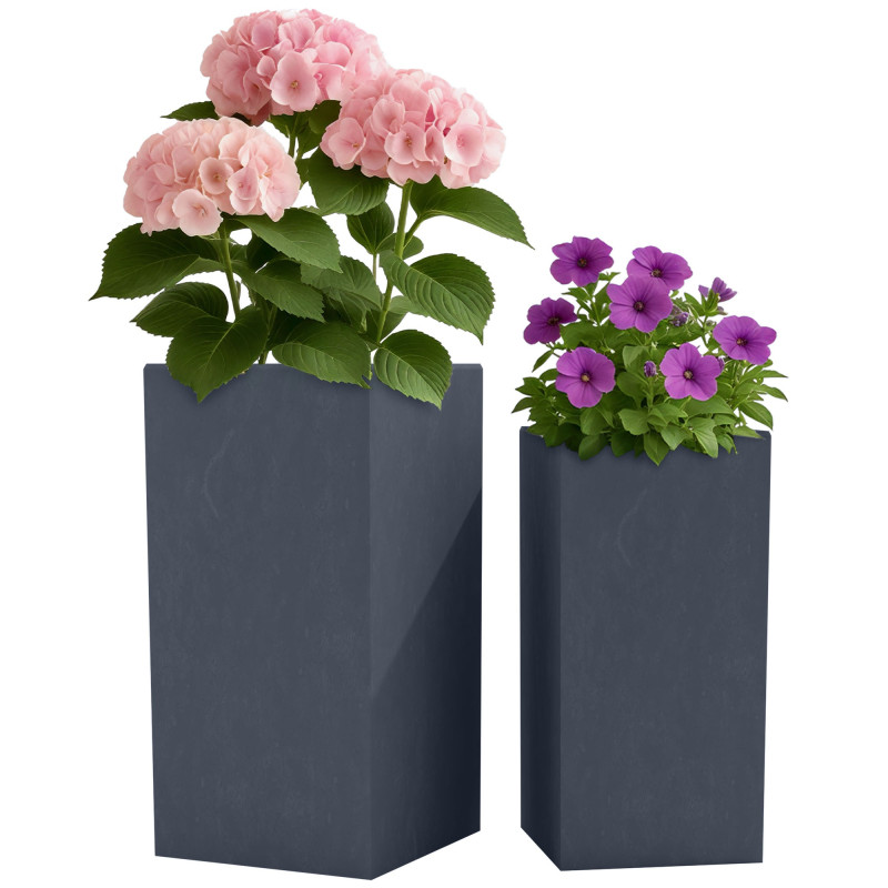 Lot de 2 pots de fleurs 3 anthracite