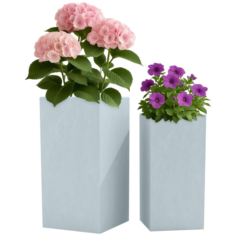 Lot de 2 pots de fleurs 3 gris