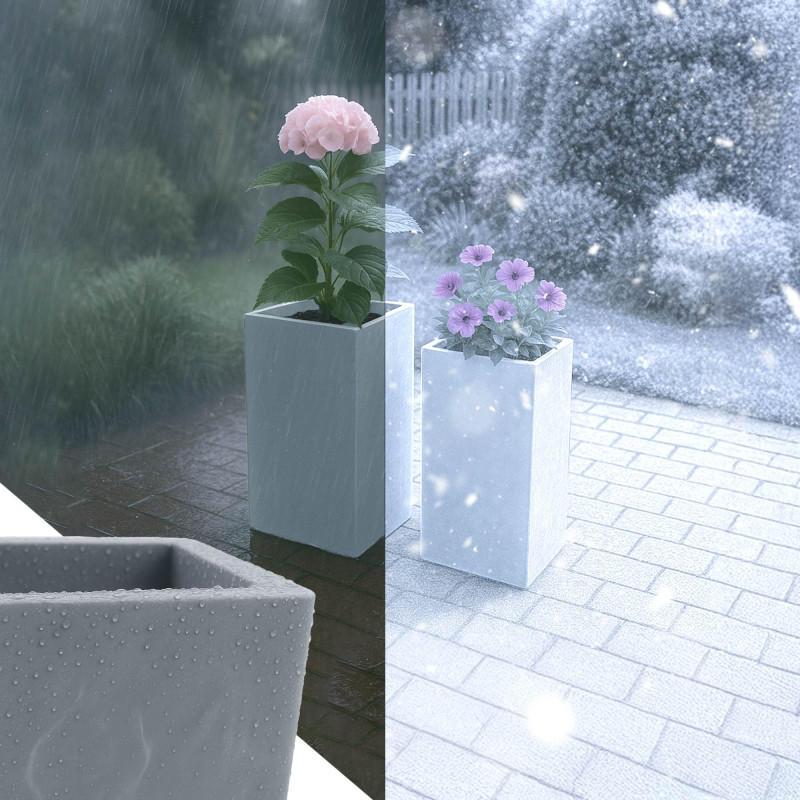 Lot de 2 pots de fleurs 3 gris