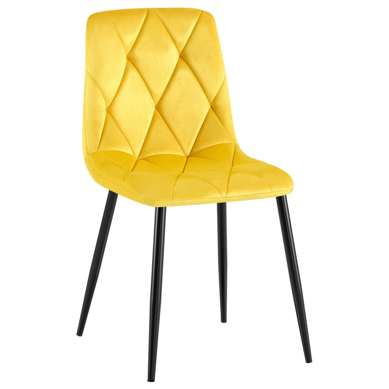 Chaise de salle à manger Clairton, velours, jaune