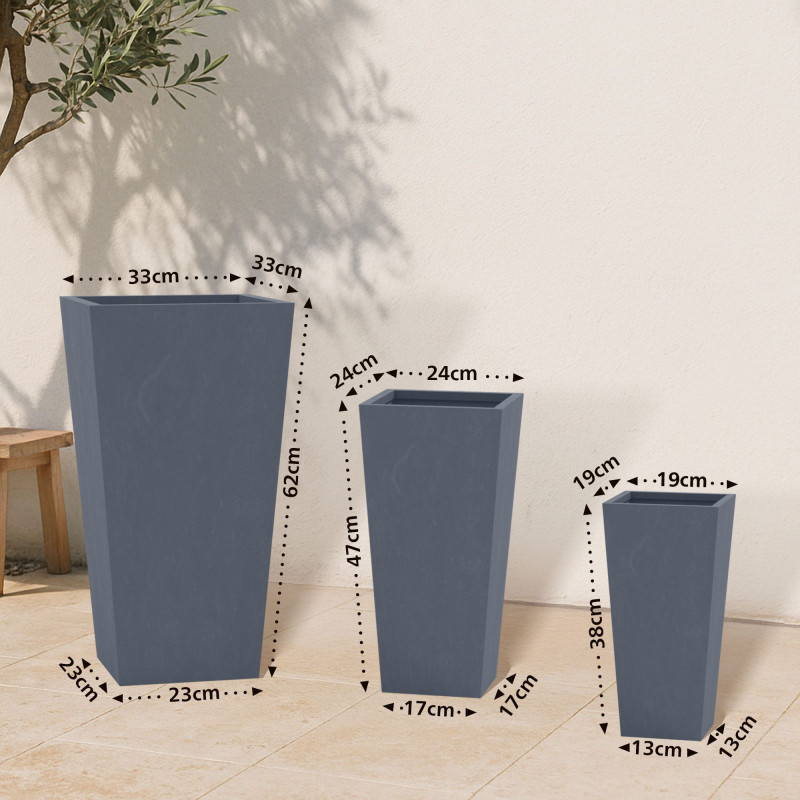 Lot de 3 pots de fleurs 2 anthracite