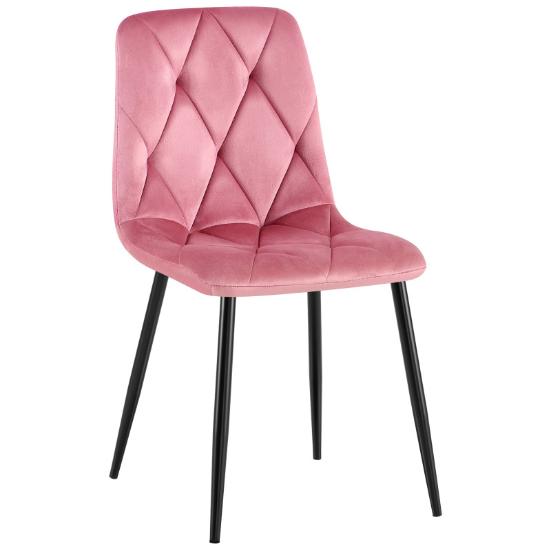 Chaise de salle à manger Clairton, velours, rose