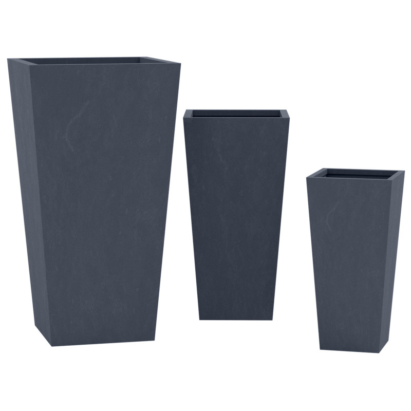Lot de 3 pots de fleurs 2 anthracite