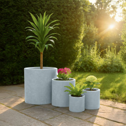Lot de 4 pots de fleurs 1 gris