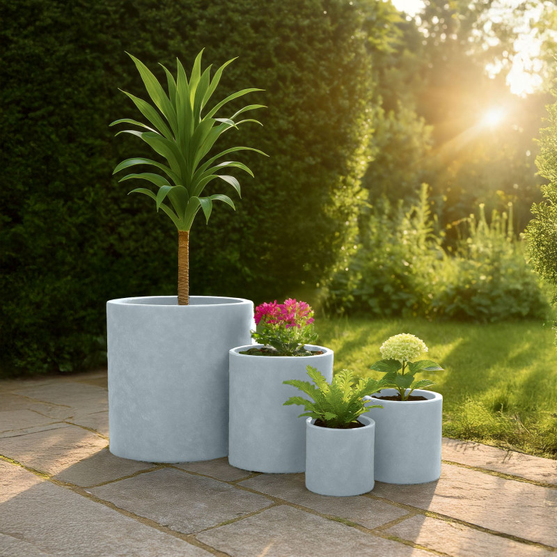 Lot de 4 pots de fleurs 1 gris
