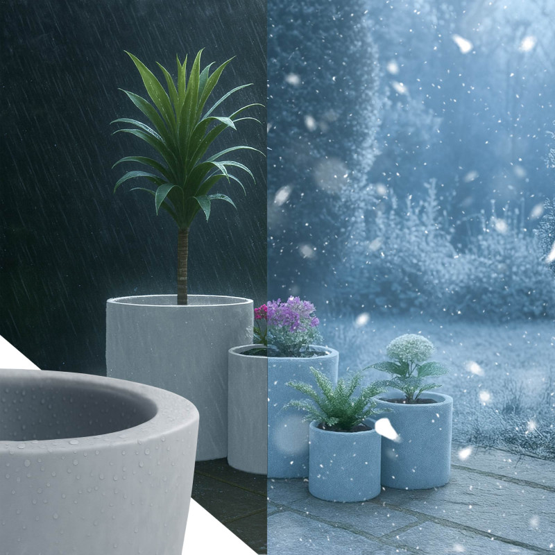 Lot de 4 pots de fleurs 1 gris