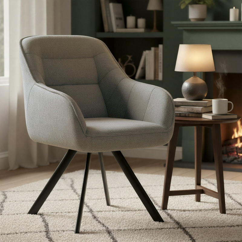 Chaise Pettuli, tissu taupe